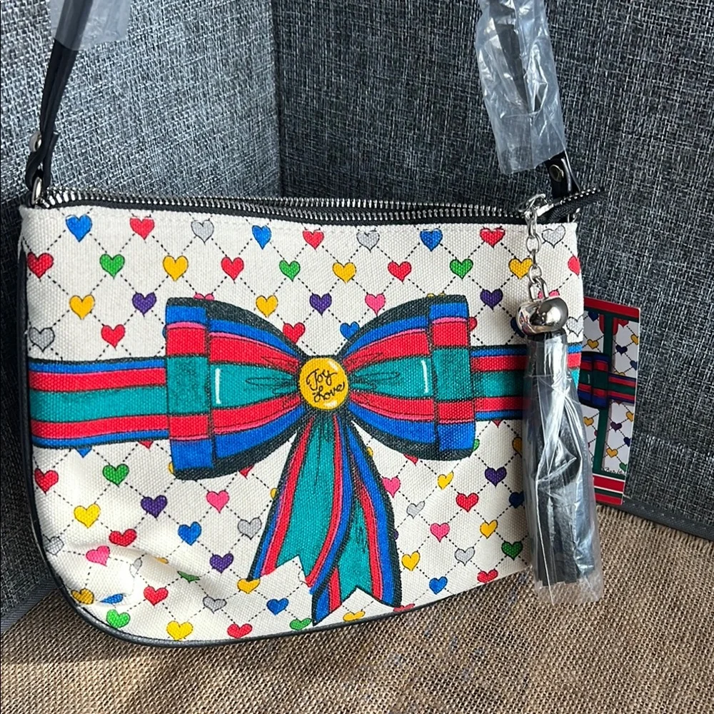 BRIGHTON LOVE & JOY canvas Hearts Crossbody Bag (NWT) ♥️ - Picture 14 of 14